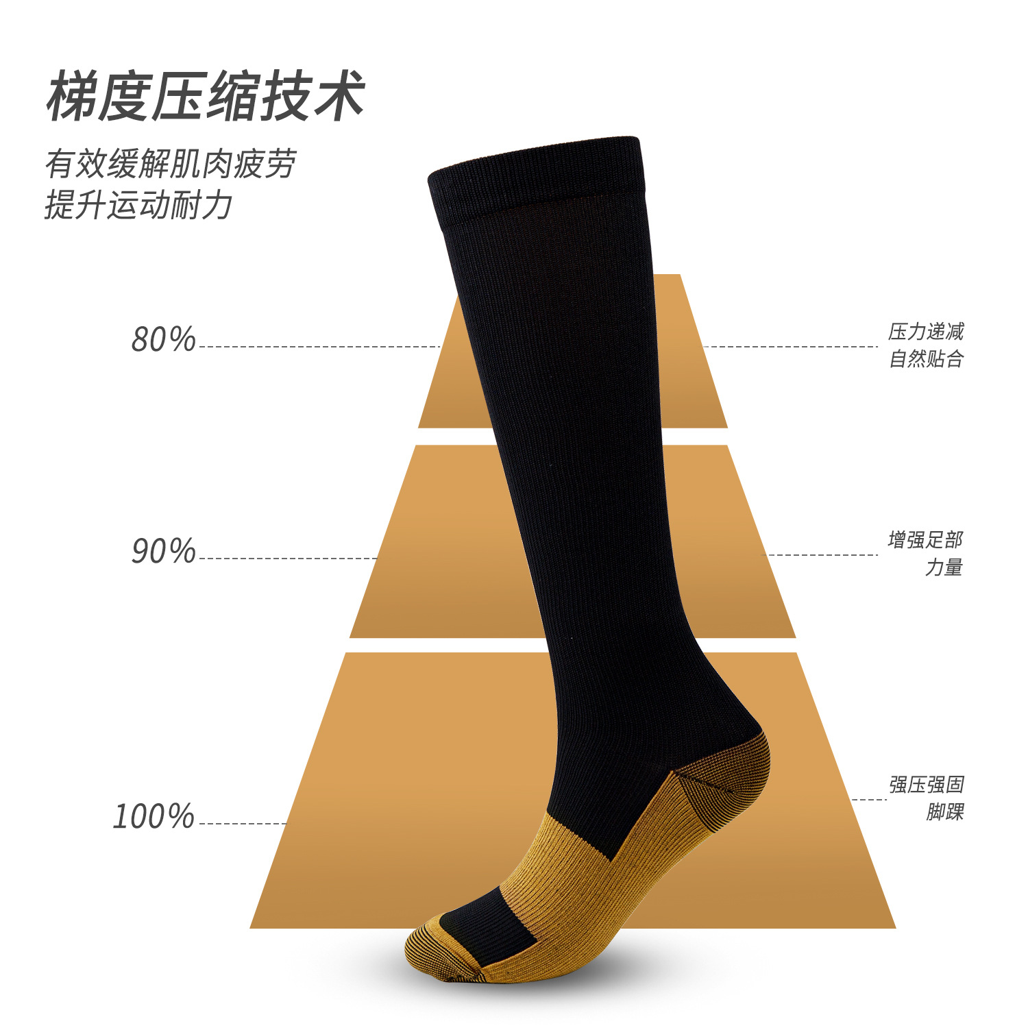 Amazon Cross-Border Stockings Solid Color Sports Compression Stockings Stretch Socks Copper Ion Compression Socks Outdoor Cycling Socks