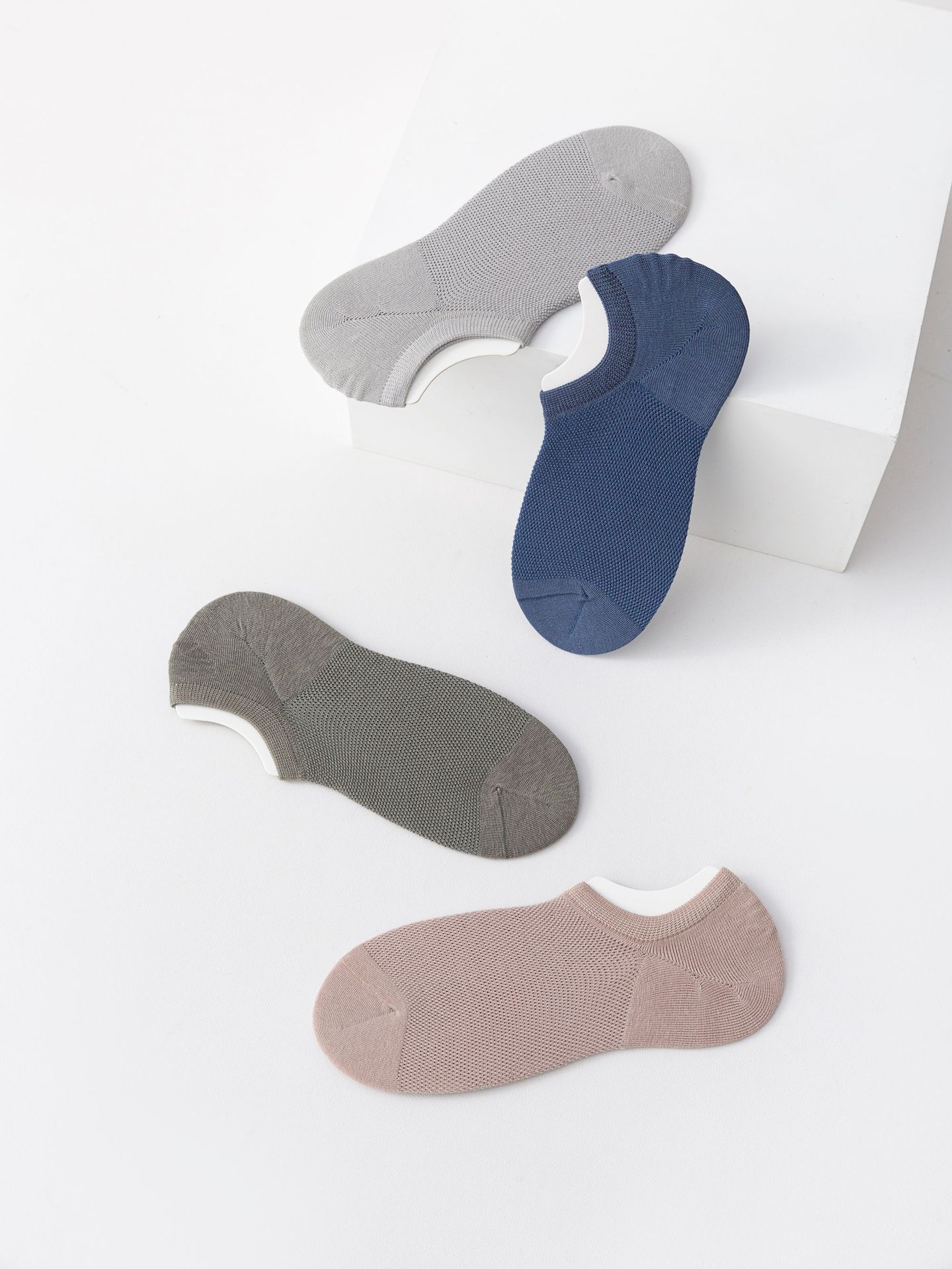 Socks Men's Shallow Mouth Invisible Cotton Socks Mesh Non-Slip Silicone Boneless Breathable