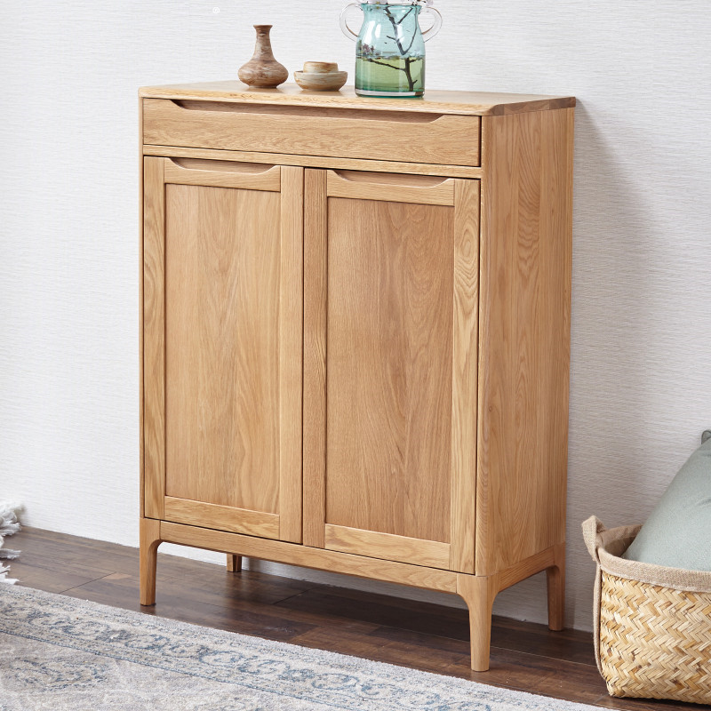 北欧全实木鞋柜橡木简约现代小户型玄关柜子原木放鞋子家用门厅柜