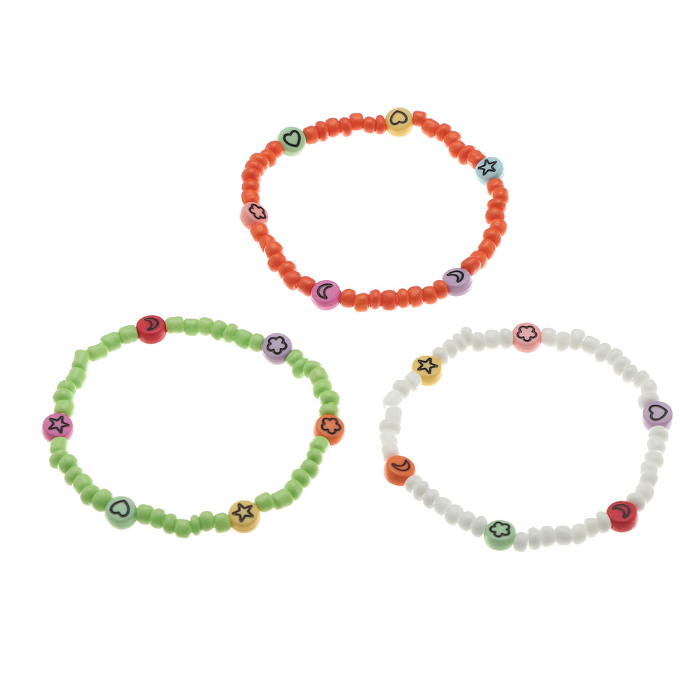 Naizhu Europe and America Cross Border Candy Color Acrylic Star Moon Flat Beads Ins Style Colorful Beaded Bracelet Set