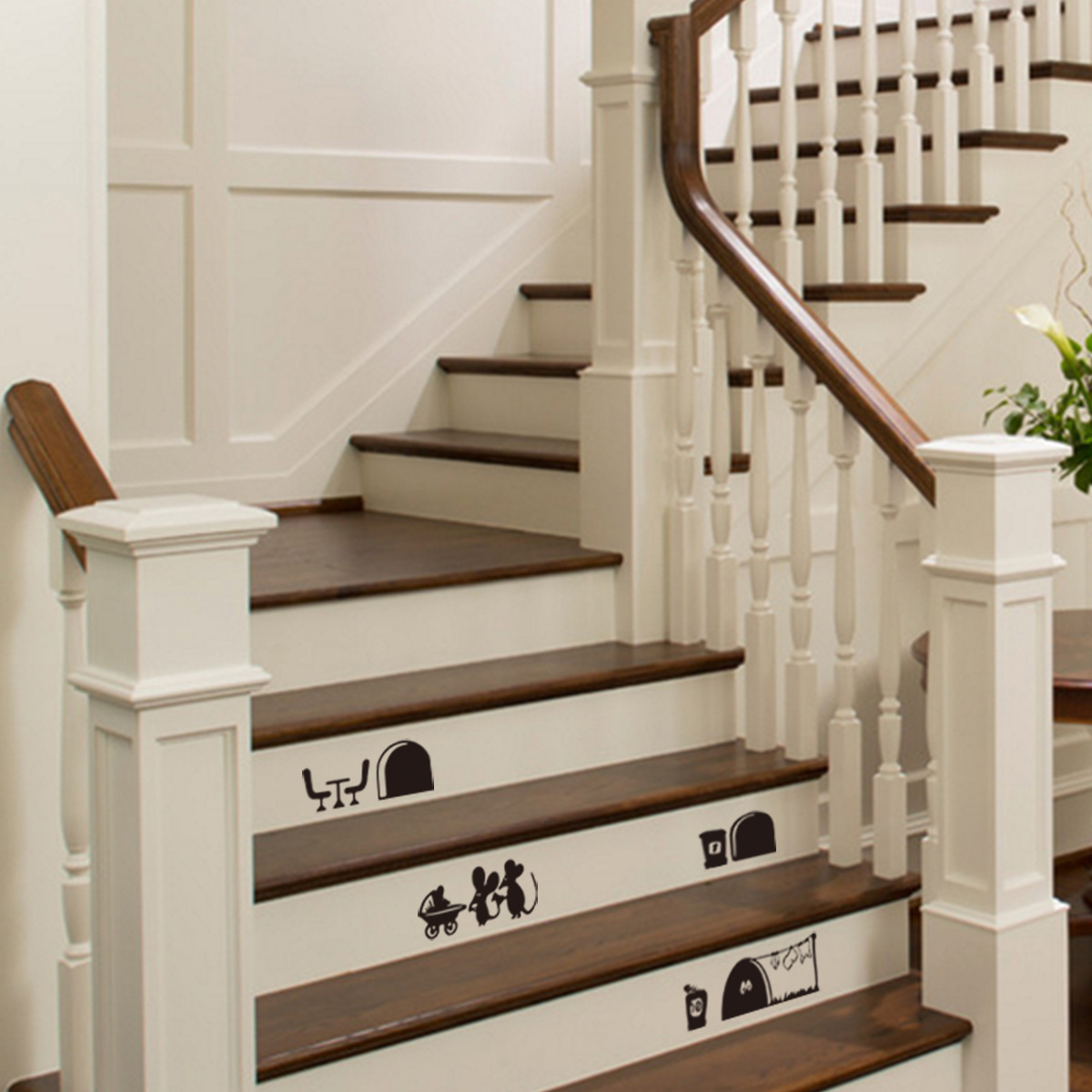 dx193卡通可爱老鼠洞创意墙贴纸 楼梯踢脚线装饰墙贴画彩盒装