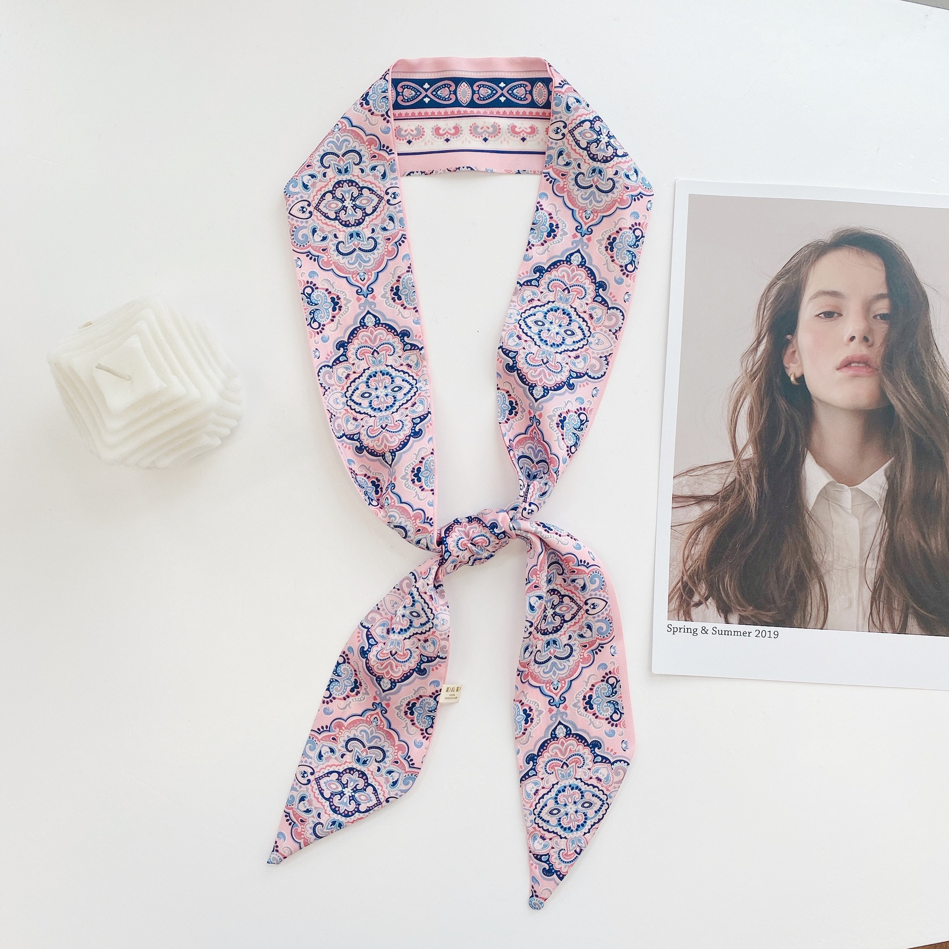 Spring and Summer New Scarf European and American Retro Small Ribbon Ethnic Style Hair Band Temperament Handbag Handle Wrap Factory in Stock Wholesale