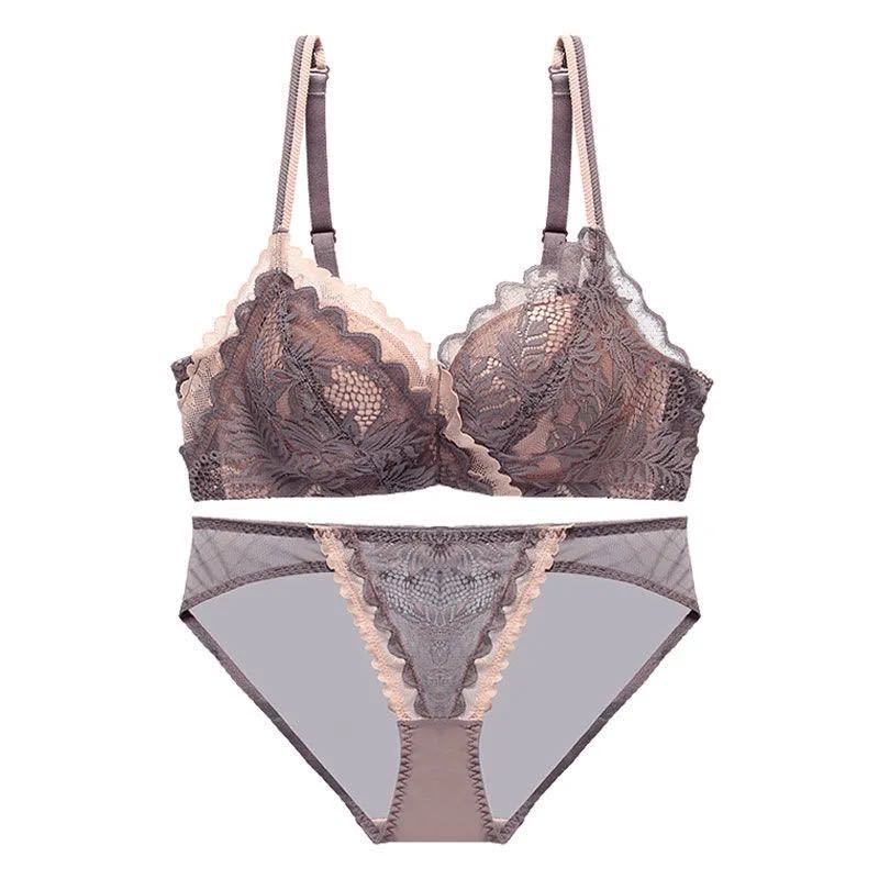 french light luxury lace bra set sexy soft glutinous no steel ring small chest push up adjustable breast collection women‘s underwear