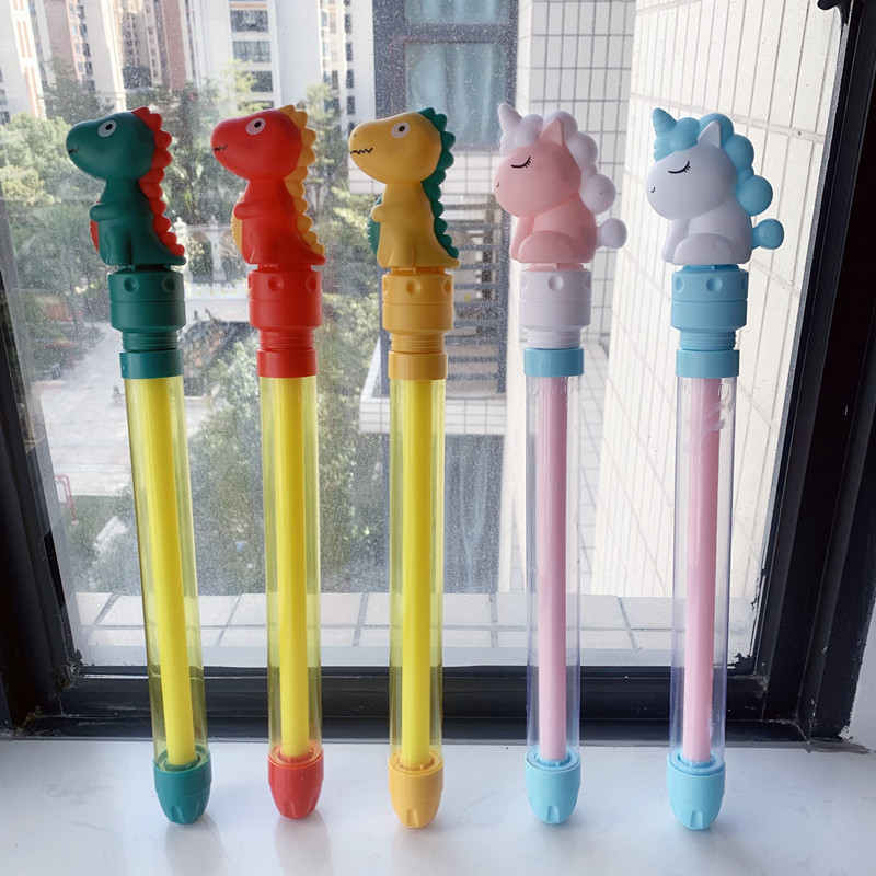 跨境卡通恐龙抽拉式水枪户外浴室直筒水抽水炮漂流打水杖戏水水炮