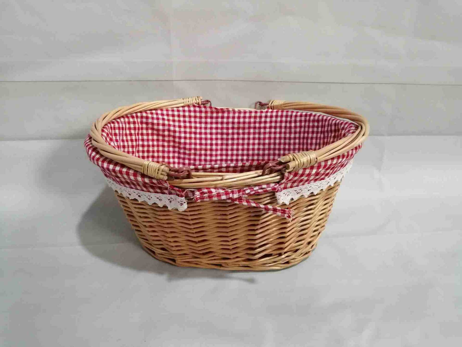 柳条编织活动把手收纳野餐篮