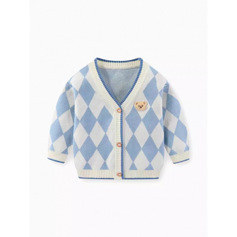 严选春季儿童男童婴儿加厚衣服1-2周岁毛衣男婴儿宝宝针织开衫a类