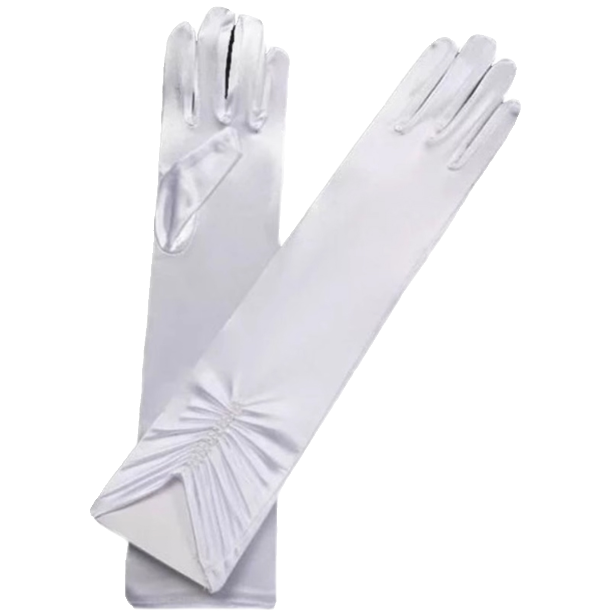 ll新娘缎面婚纱手套长款白色双排珍珠结婚礼服配件拍照写真丝绸手