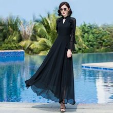 2021年新款早秋装黑色法式小众气质设计感高级感连衣裙子长袖女装