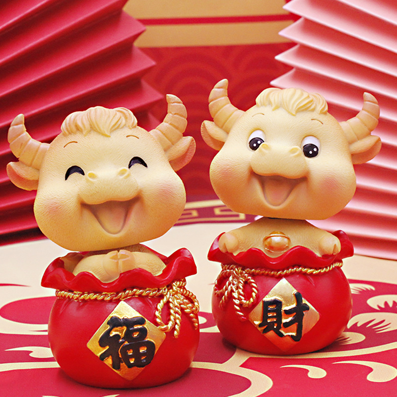 国潮摆件本命年礼物牛年生肖吉祥物可爱装饰 2021新年春节小礼品