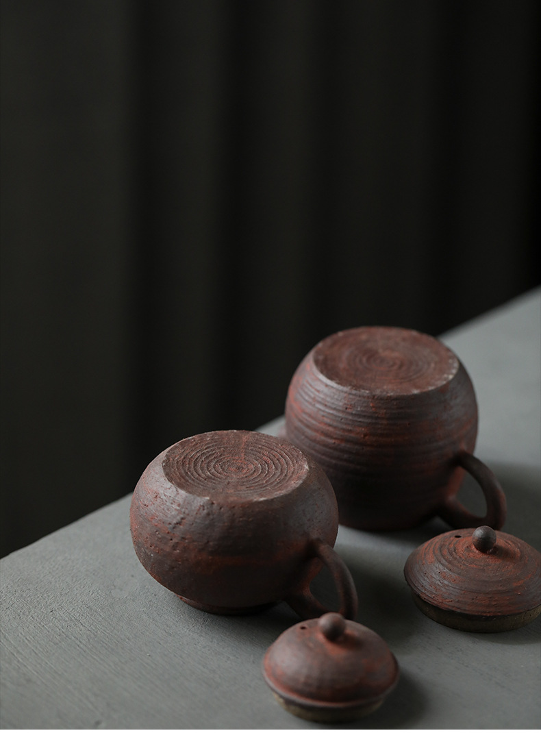 景德镇手工粗陶紫砂壶水平壶柴烧小号单壶泡茶茶壶中式功夫茶具