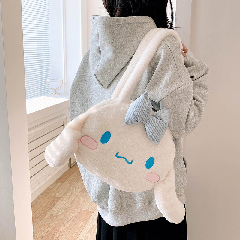 Clow M Plush Bag Female Ins Super Popular Cute Student Autumn and Winter Student Handbag Large Capacity Shoulder Bag Soft Girl