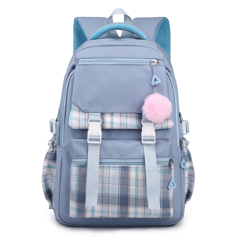2024 New Schoolbag Female Korean Style Mori Style Fresh Junior High School Student Solid Color Simple Multi-Layer Computer Backpack
