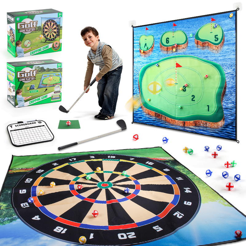 Children's Indoor and Outdoor Golf Game Mat Thickened Fleece Pad Sticky Ball Target Golf Pad Set Toy