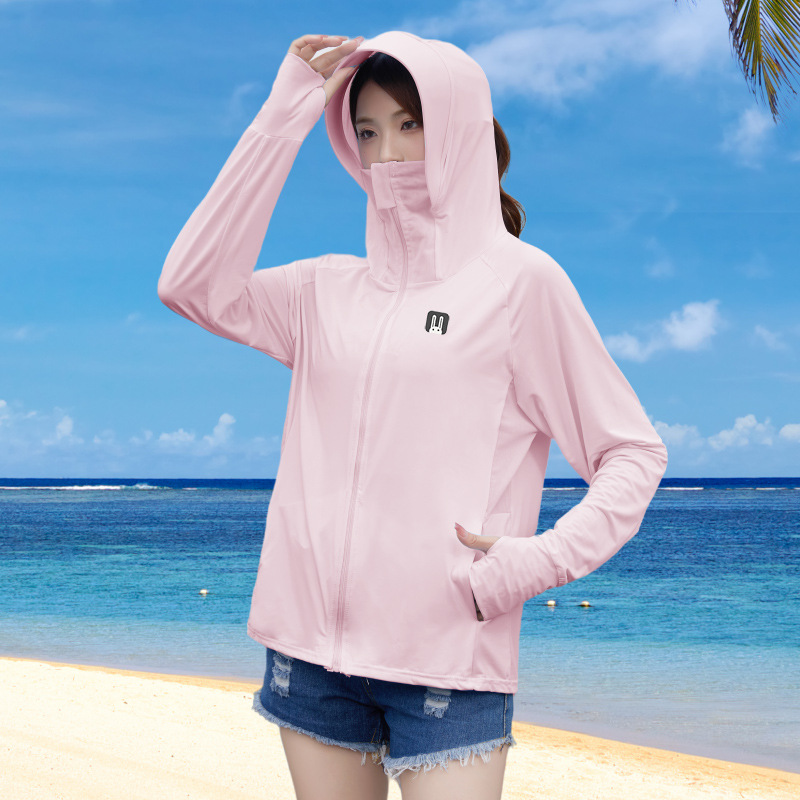 Rabbit New Ice Silk Hooded Sun-Proof Top Women's Outdoor Cycling and Driving UV-Proof Lightweight Face-Covering Thin Coat