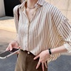 stripe shirt Sense of design A small minority Retro jacket Korean Edition Easy Little Versatile leisure time shirt