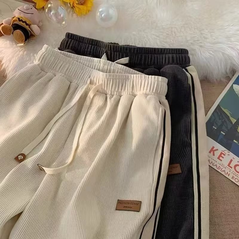 2023 Autumn and Winter Pants Boys Youth Loose Straight Sports Wide-Leg Pants Trendy Casual Pants