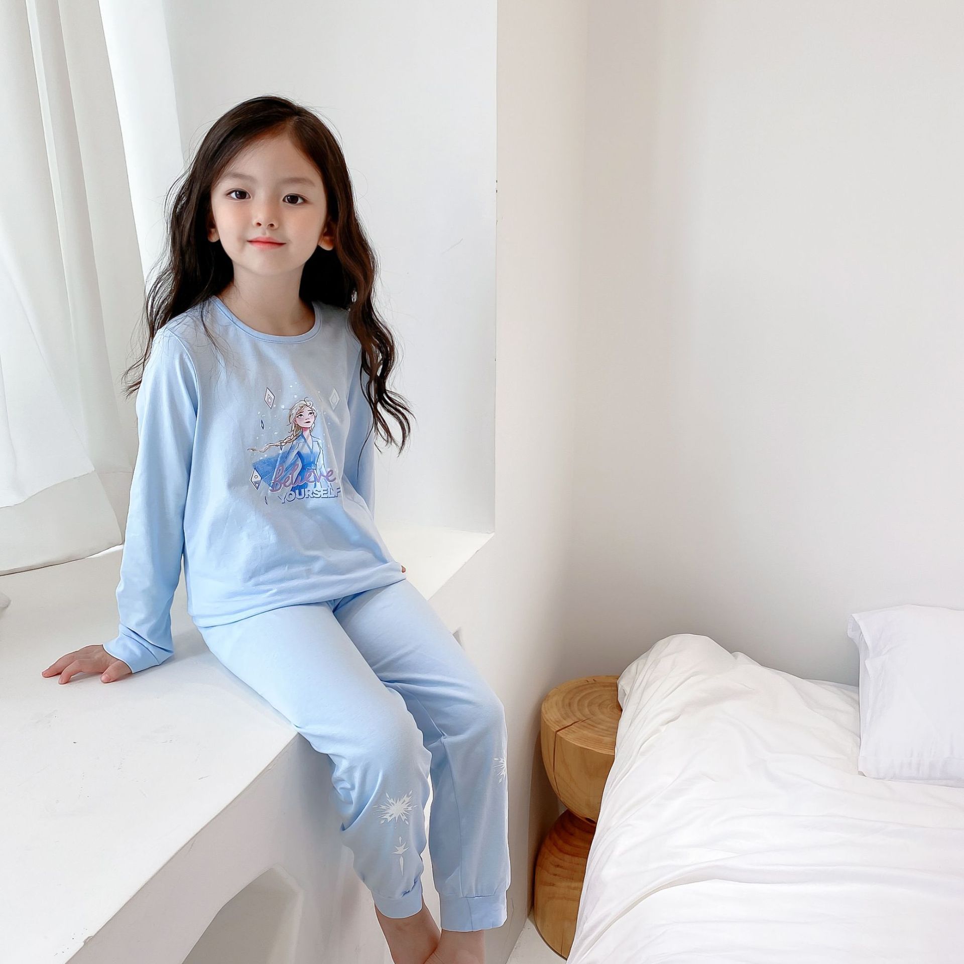 女童睡衣秋季棉长袖薄款中大童女孩家居服超萌儿童睡衣春秋套装