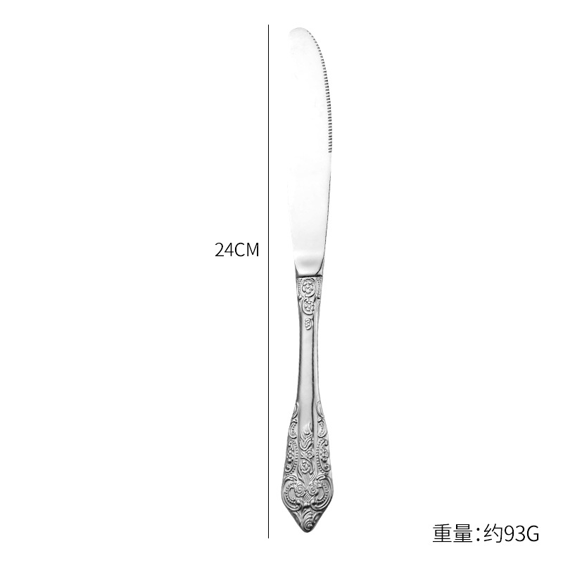 European Court 304 Stainless Steel Knife, Fork and Spoon Tableware Gold Plated Retro Steak Knife Spoon Fork Hotel Tableware Set