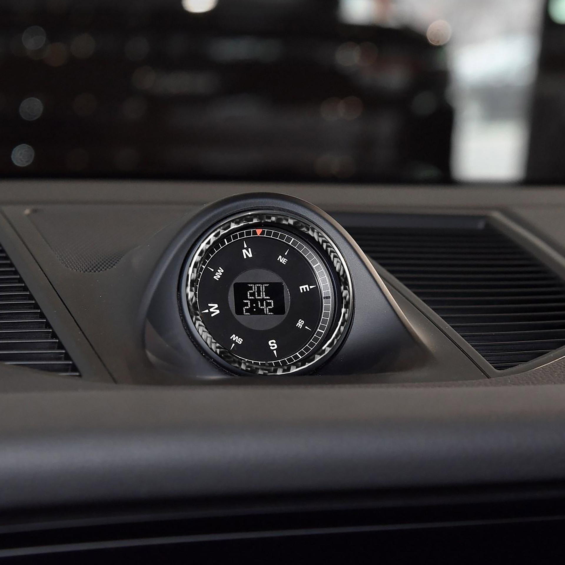 适用保时捷macan秒表圈碳纤维汽车改装内饰配件贴片