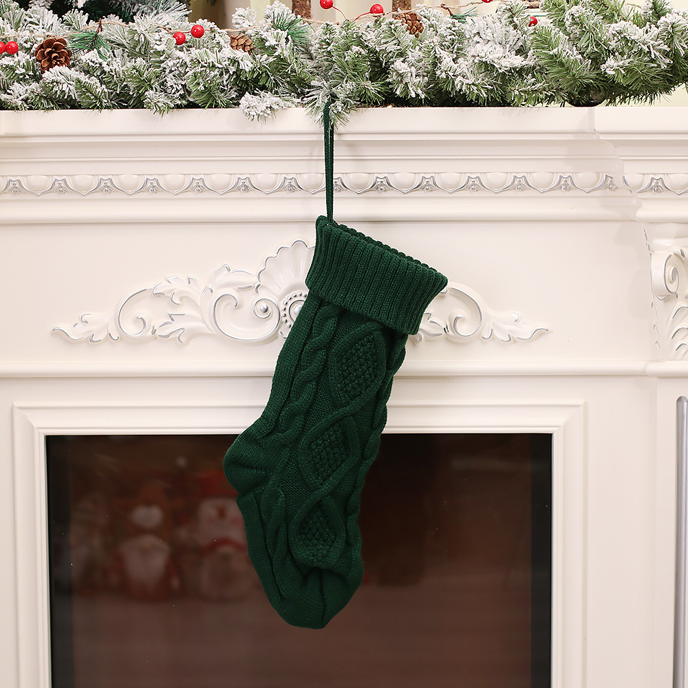 Cross-Border New Striped Knitted Elastic Decorative Socks High-End Woolen Yarn Socks Christmas Tree Pendant Kindergarten Gifts Wholesale