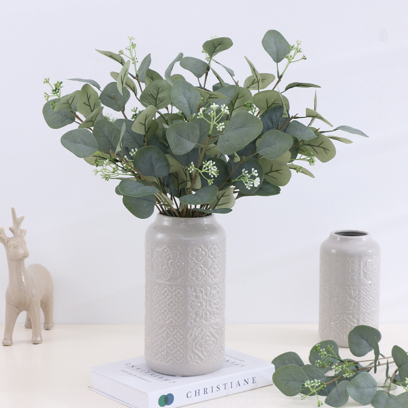 53cm带霜尤加利叶桉树叶仿真花插花配叶材婚庆家居diy手捧花拍照