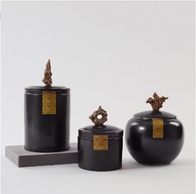 新中式陈设样板房售楼处软装饰品收纳陶瓷储物罐玄关茶室盖罐