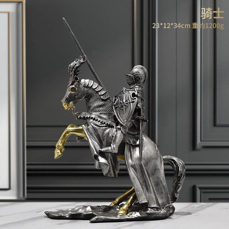 European Retro Knight Decoration TV Cabinet Wine Cabinet Office Decorations Roman Armor Soldiers Model Home Ornament