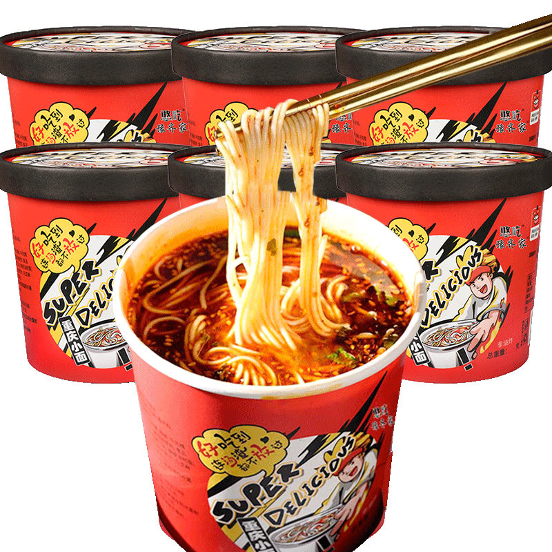 重庆小面桶装非油炸方便面泡面整箱牛肉面网红速食整箱免煮面食