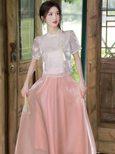 新中式女装国风小个子连衣裙夏季汉元素汉服改良旗袍裙子两件套装