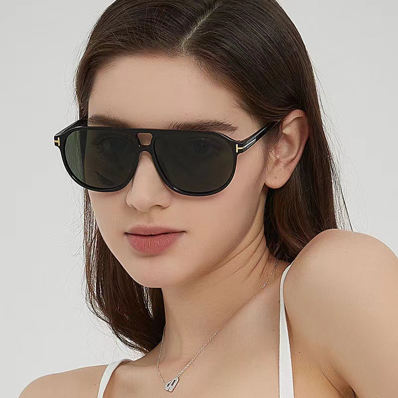 new high-grade large frame sun protection t shape aviator sunglasses casual personalized minority retro sunglasses double beam sunglasses fashion