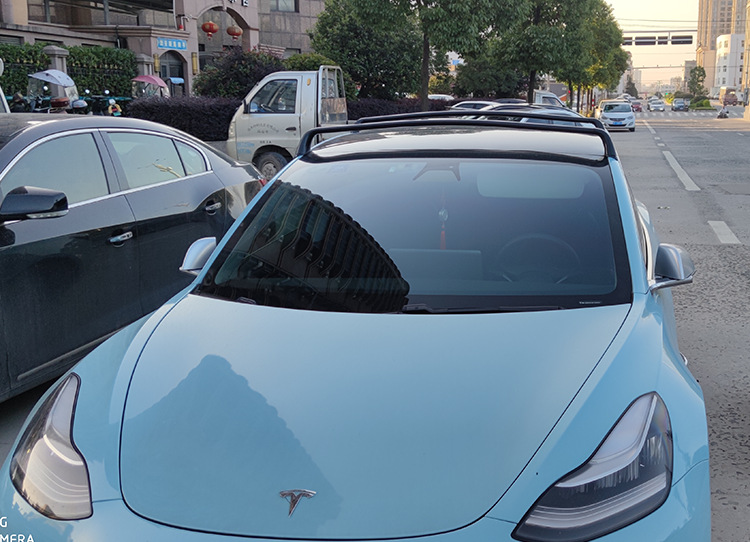 适用特斯拉model3车顶横杆行李架汽车车载自行车架旅行改装行李箱