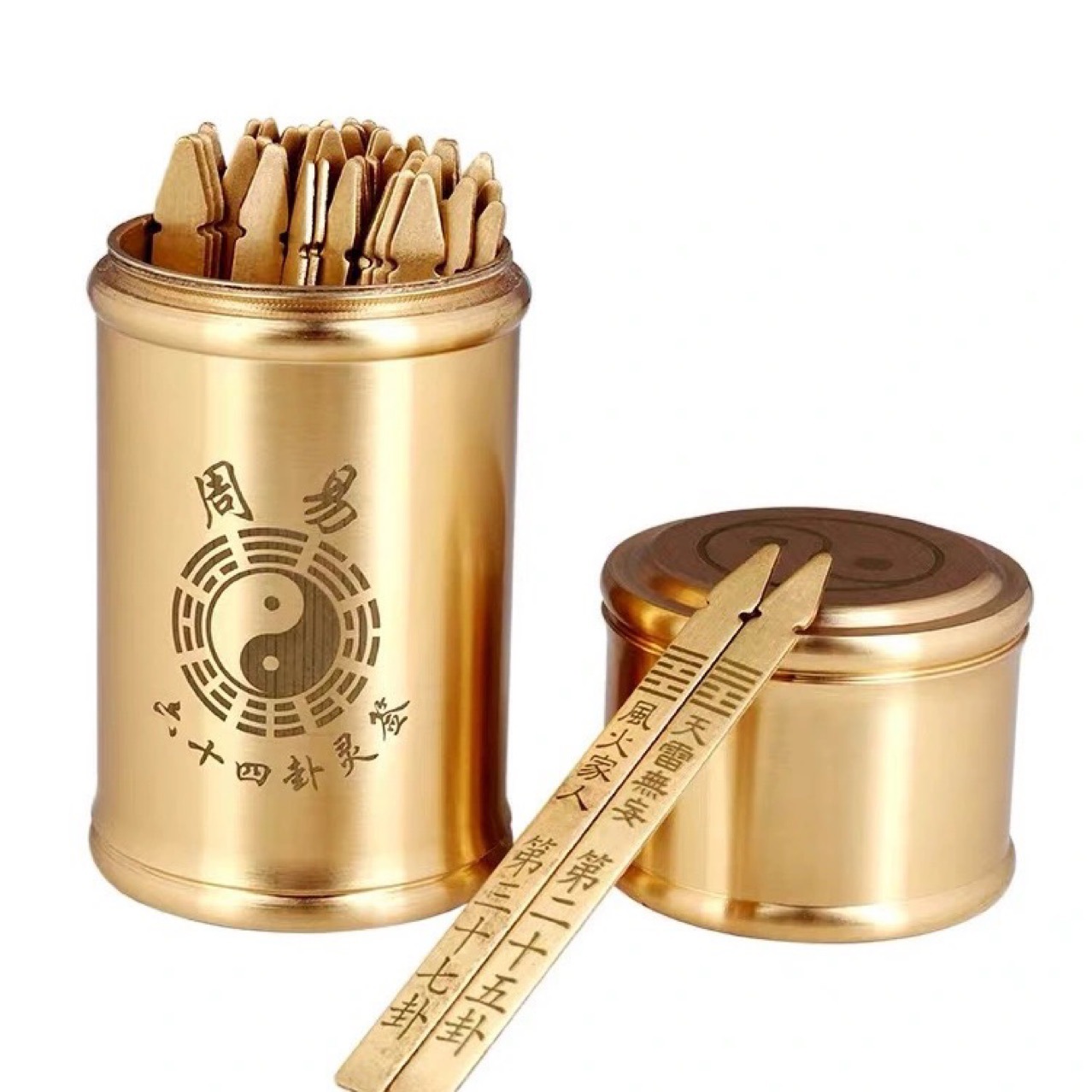 厂家批发黄铜周易经六十四卦铜签八卦求签送详解铜观音签桌面摆件