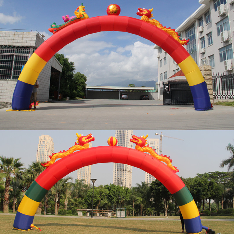 气模厂家双龙拱门婚庆充气拱门开业气球广告庆典活动彩门8米10米