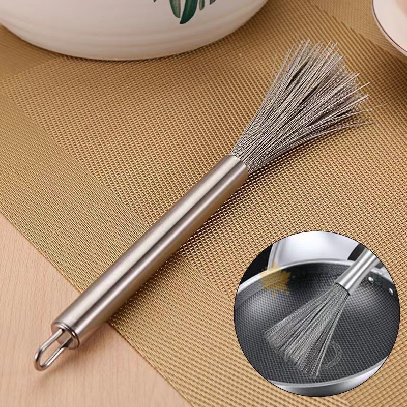 304不锈钢锅刷不伤锅清洁去污神器厨房专用可挂式长柄钢丝刷家用