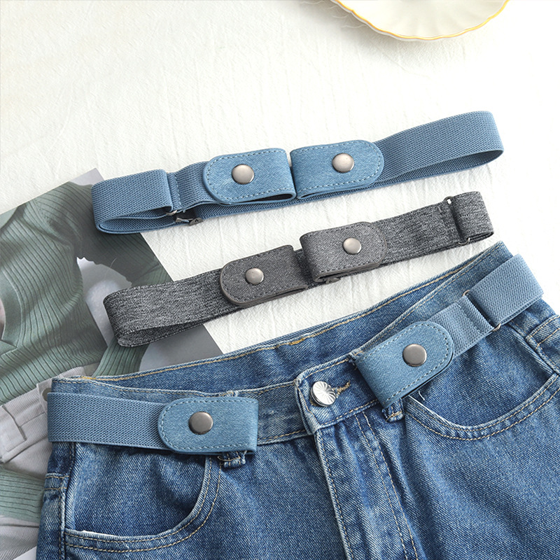 Jeans Belt Seamless Elastic Men's All-Match Invisible Elastic Women's Punch-Free Decoration Ins Style Lazy Belt