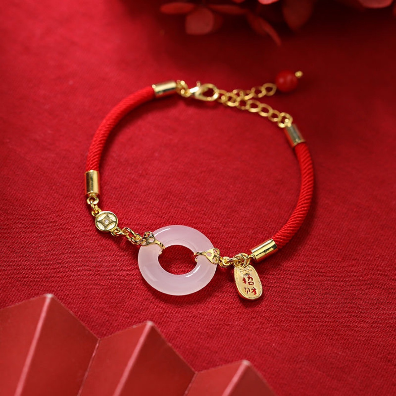 小红书同款招财平安扣手链女生本命年红绳手镯情侣学生生日礼物女