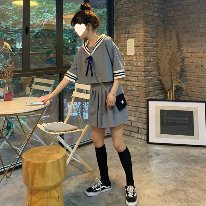 夏季日系校服jk水手服女学生韩版制服海军风短款小清新女短裙套装