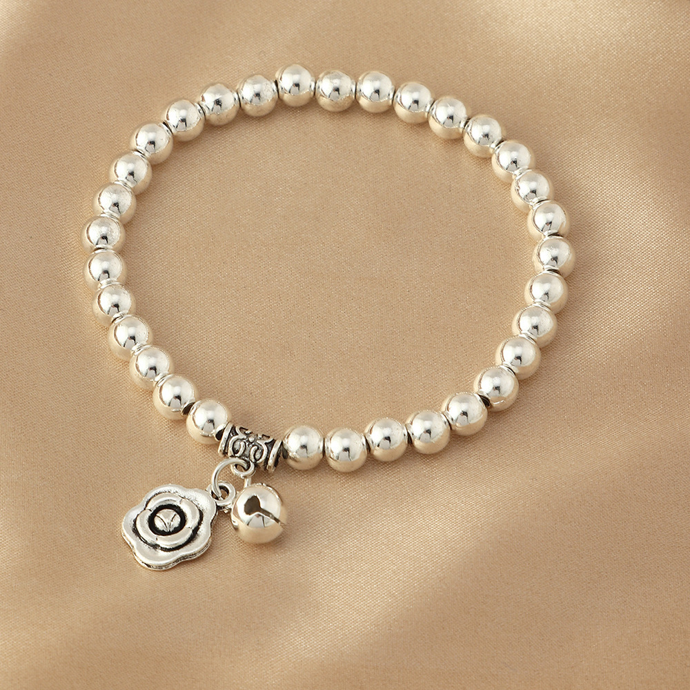 New Korean Style Alloy Small Flower Love Beaded Bracelet Female Stylish Simple and Versatile Bracelet Women's Bracelet