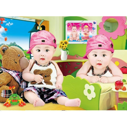 无框可爱宝宝海报纸画大幅小孩画胎教挂图卧室床头家居装饰墙贴画