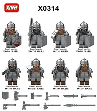 欣宏X0314中古世纪战争食人族邪恶矮人勇士战士拼装积木人仔玩具
