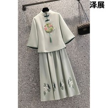 Z澤5夏季新款女装风盘扣改良旗袍上衣复古风中长款唐装套装