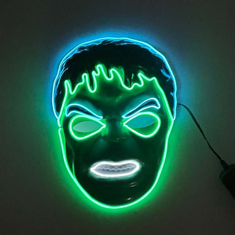 Led Luminous Cold Light El Plastic Spider-Man Mask Iron Man Captain America Marvel Party Performance Props