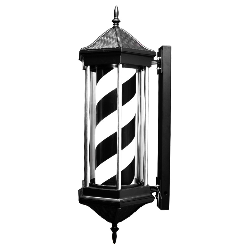 美发转灯理发店led圆形广告转灯壁挂复古发廊灯箱户外挂墙防水1