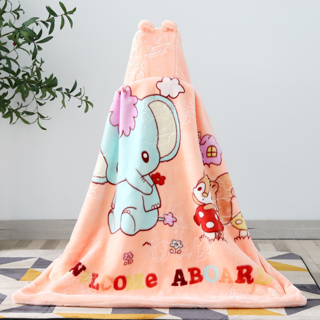 Factory in Stock Baby Blanket Cartoon Hug Blanket Double Layer Raschel Embossed Cloud Blanket Thickened Wind Cape Warm Cloak