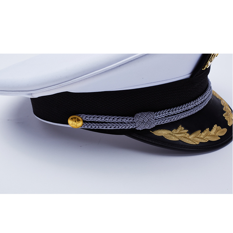 新款白色海军帽国外大盖帽保安工作帽执勤大檐帽乐队演出帽子