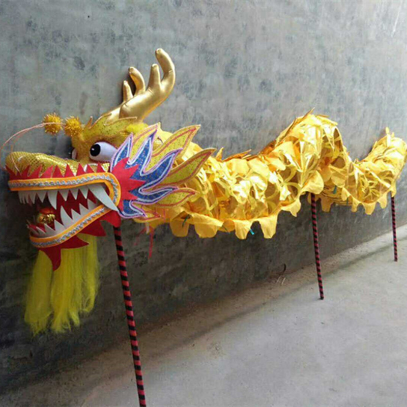 中号舞龙舞狮道具整套舞龙龙头布龙牛津布灯光龙烫金九节龙龙灯