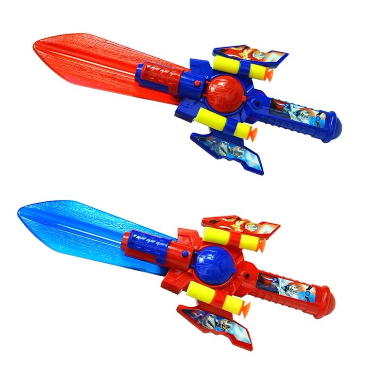 儿童软弹弹射模型剑灯光音乐七彩棉弹飞盘闪光剑射击玩具零食货源