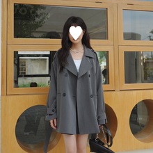 灰色风衣外套女春秋2024新款韩版小个子时尚感气质短款大衣潮