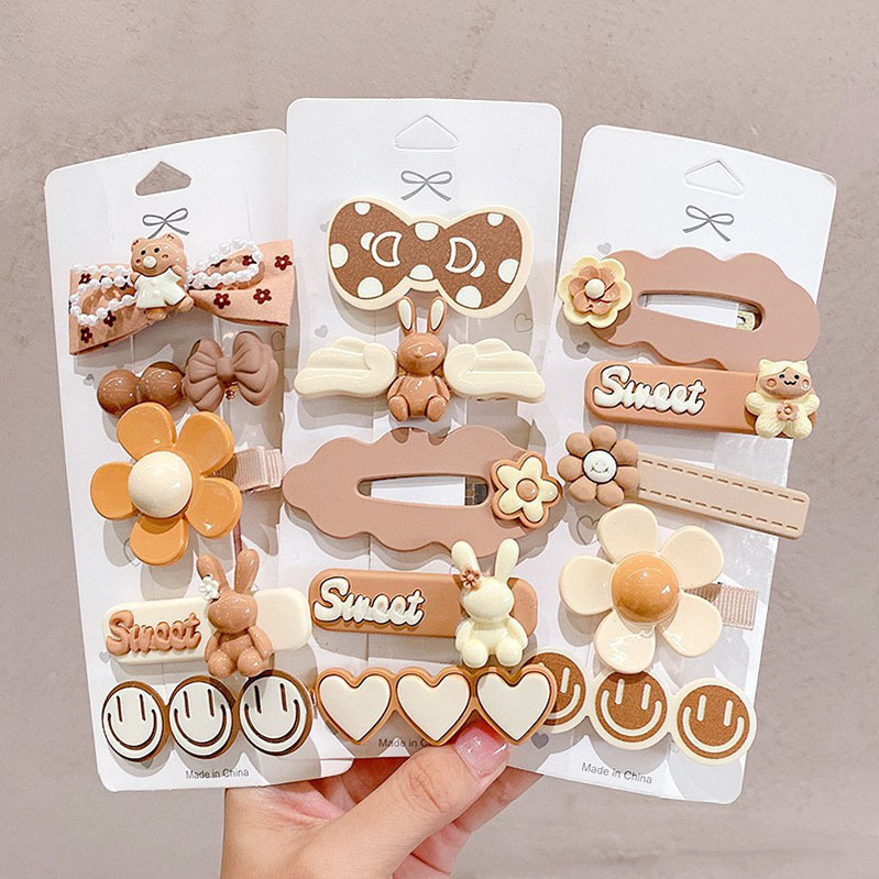 秋冬款奶咖色小熊发夹发饰小女孩不伤发发卡女童新款bb夹碎发头饰