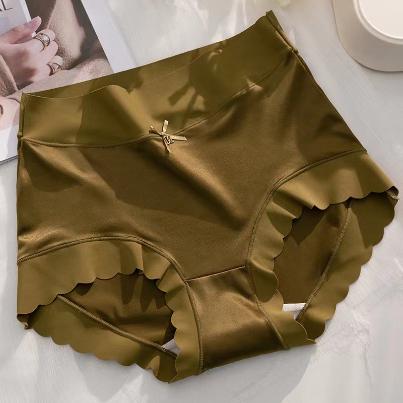 Best-Seller on Douyin Underwear Women's High Waist Shaping Light Luxury Satin Seamless Ice Silk Mulberry Silk Bottom Crotch Briefs